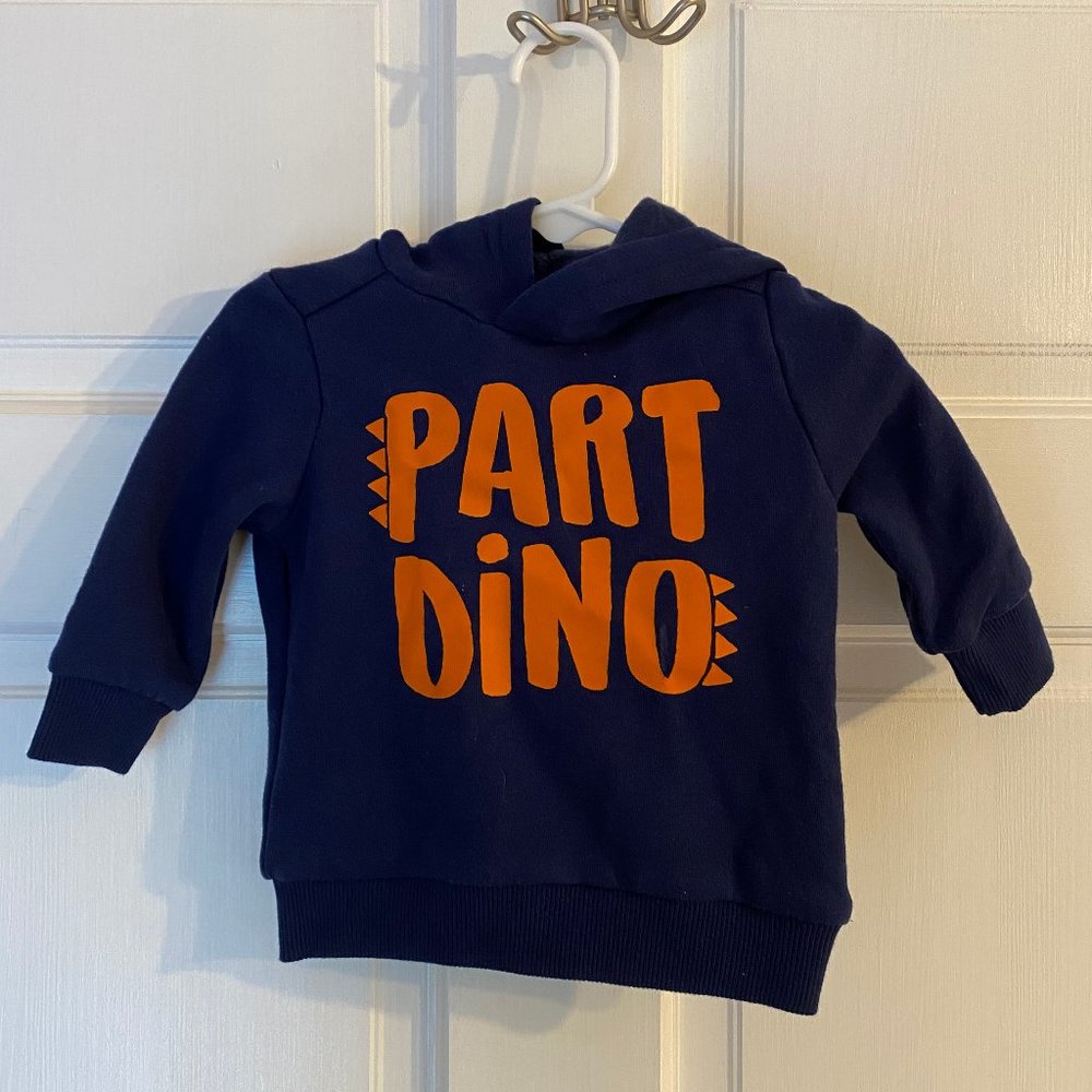 Navy Hoodie Sweatshirt with Dinosaur Detail